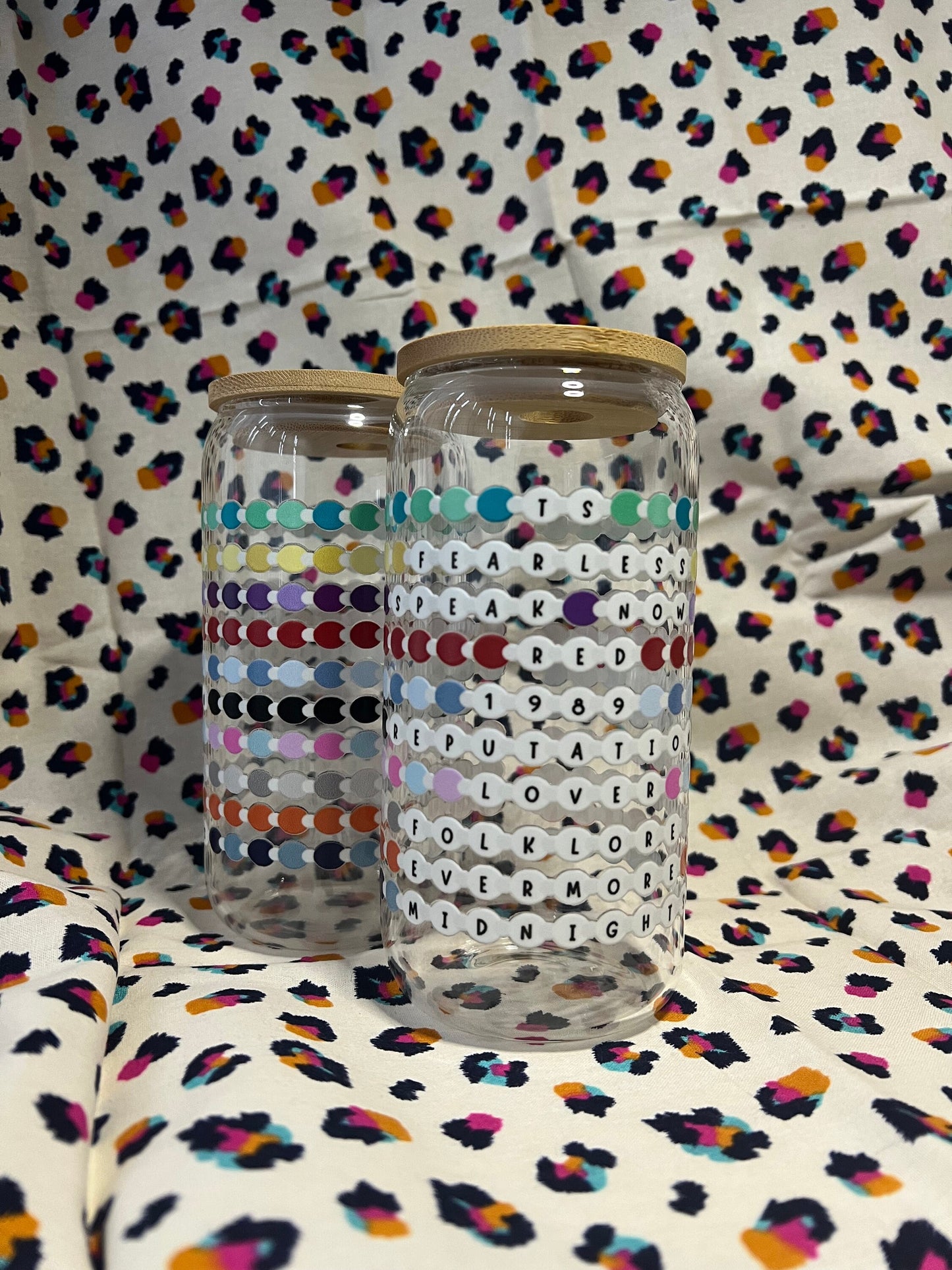 Friendship bracelet eras album Glass Can Bamboo Lid Tumbler with Straw