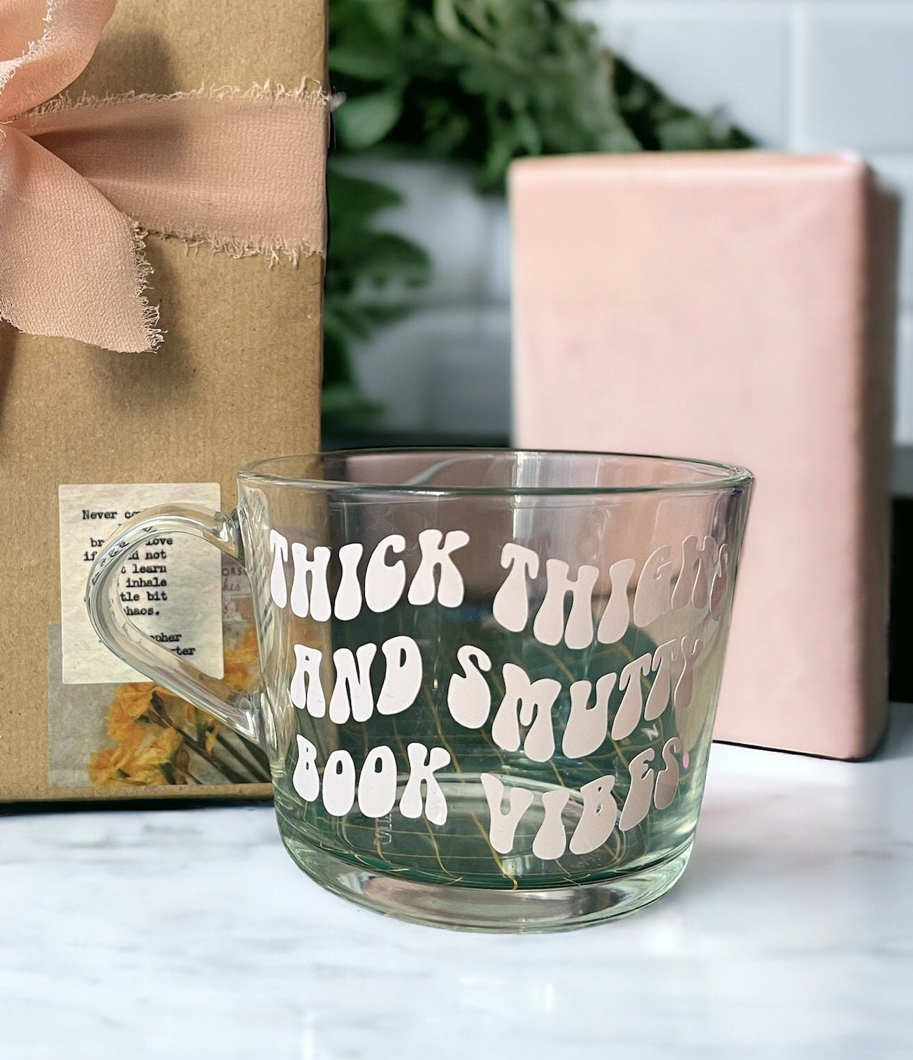 Thick Thighs and Smutty Book Vibes Glass Mug