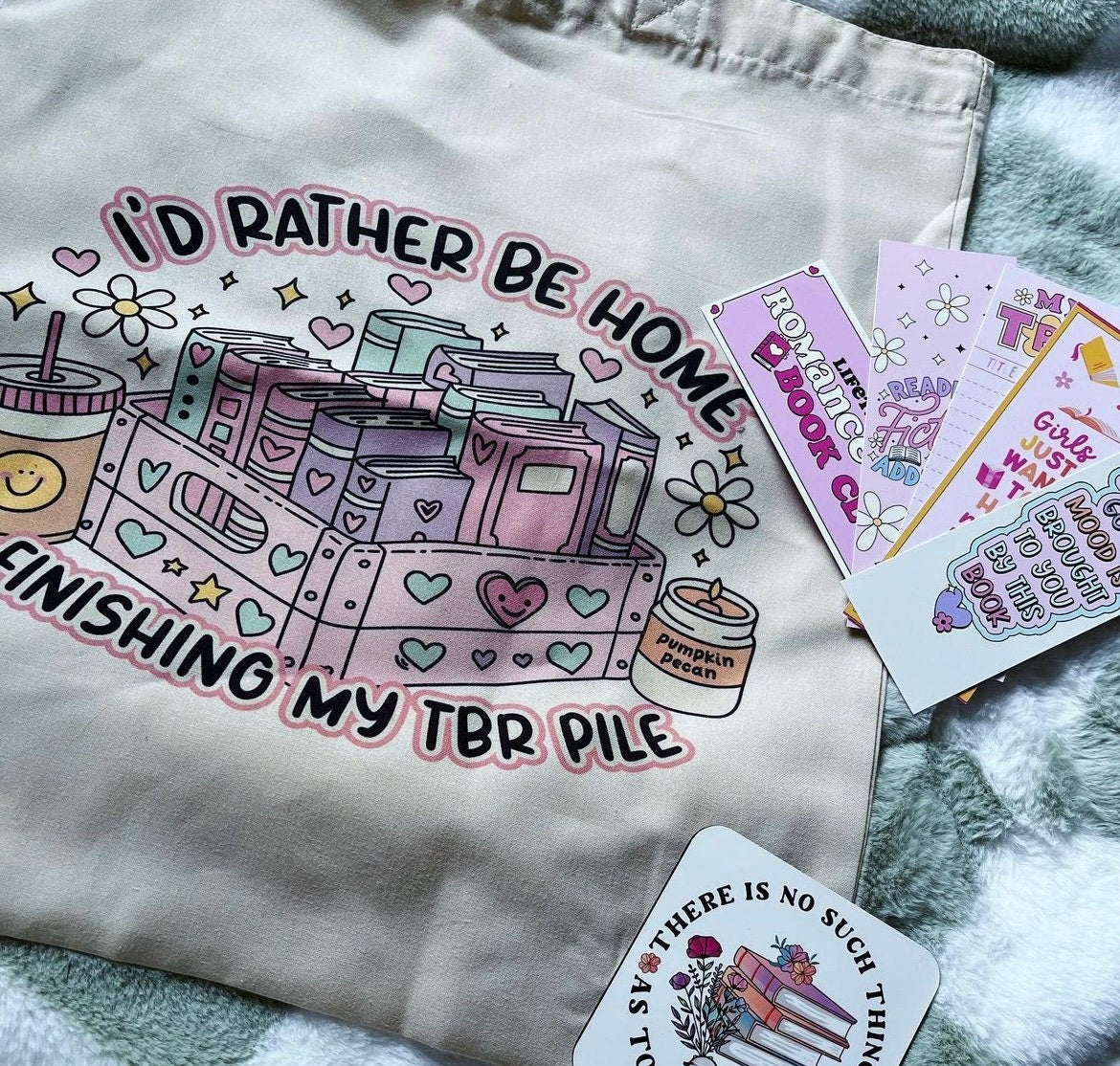 I'd rather be at home finishing my TBR pile book lover tote bag