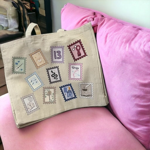 Large Eras Album Stamp Tote Bag with long handles