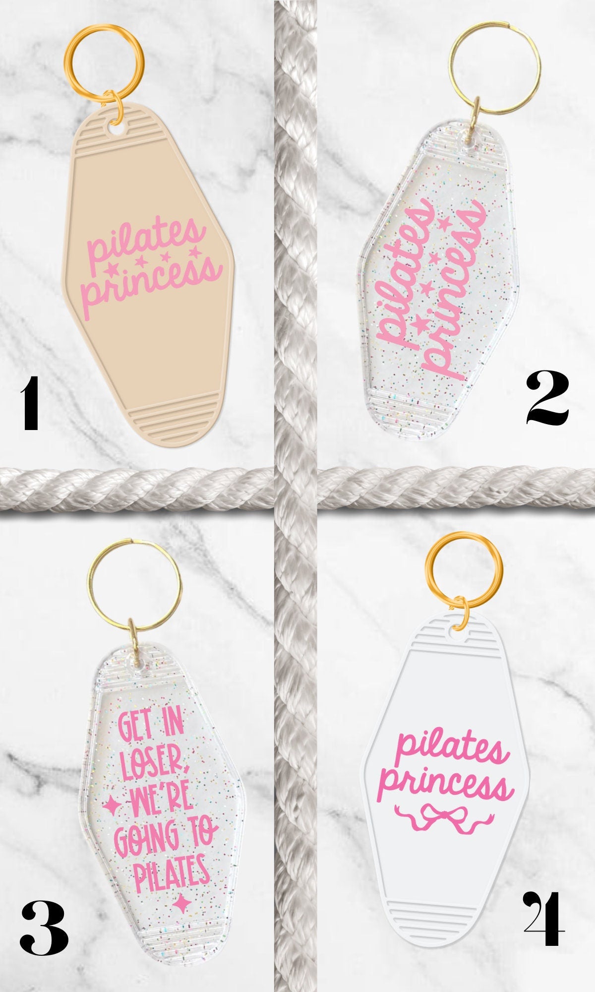 Pilates Princess Lover Motel Keyring