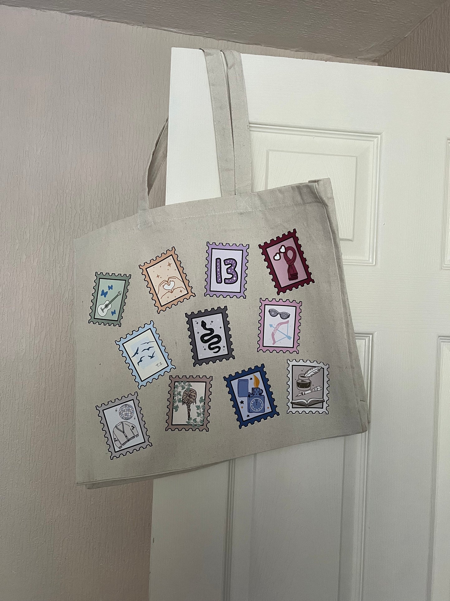 Large Eras Album Stamp Tote Bag with long handles